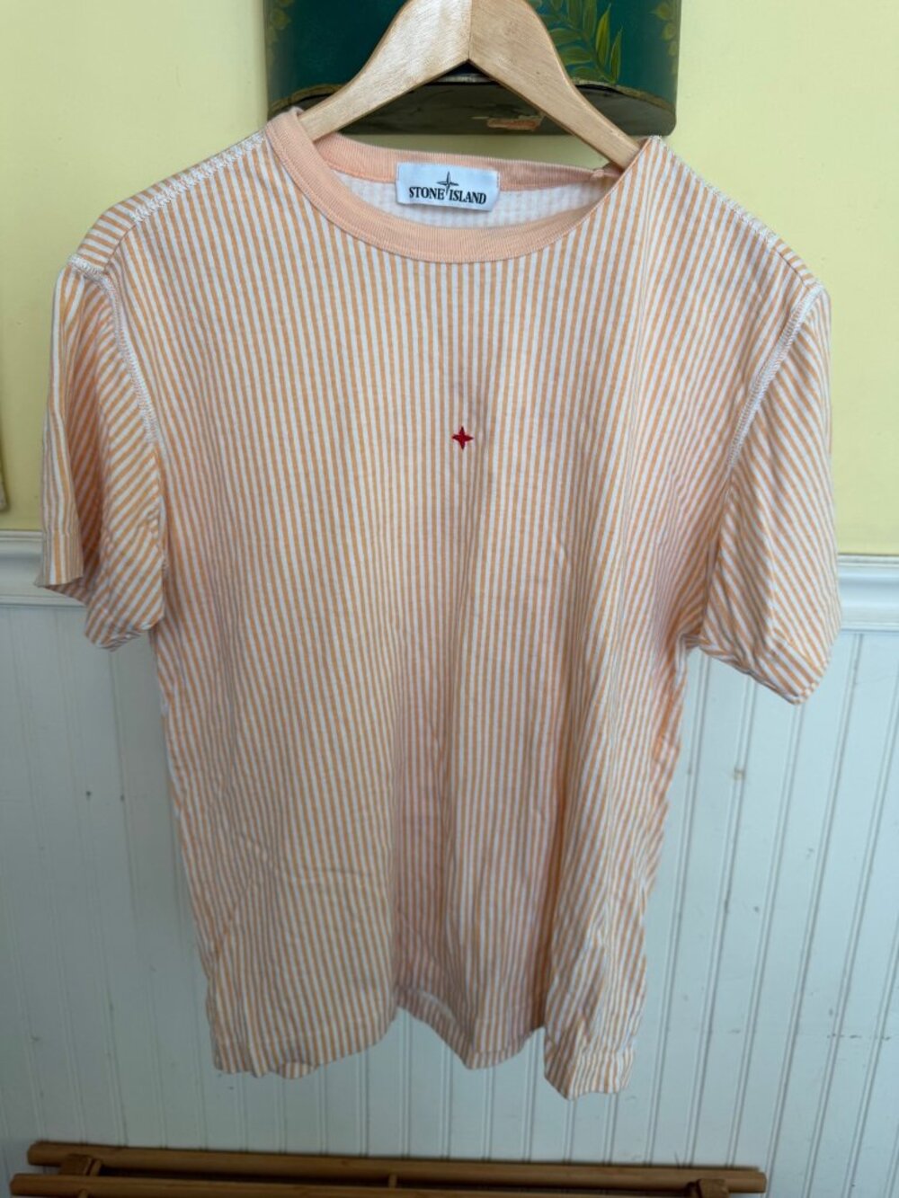 Stone Island Organic Cotton Knit Striped T Shirt Short Sleeve M